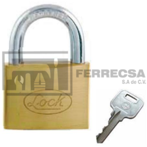 CANDADO LATON BRILLANTE LOCK 50MM. GANCHO CORTO L22S50ELBB