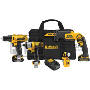 COMBO 12V SIERRA SABLE/ATORNILLADOR DE IMPACTO/ROTOMARTILLO/LAMPARA DCK413S2 DEWALT*