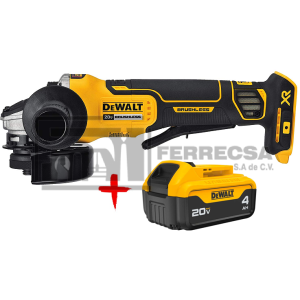 MINIESMERILADORA 4-1/2" 20V  DCG413B+DCB204YY DEWALT*
