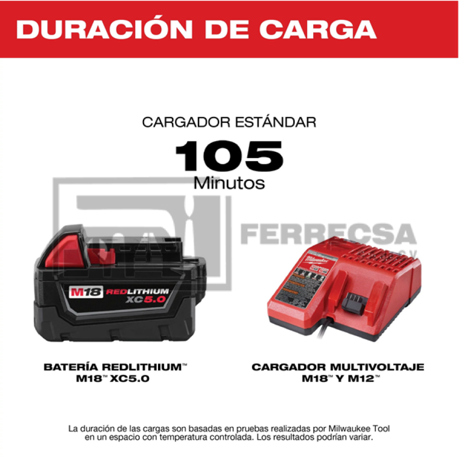 KIT CARGADOR Y BATERIA 18V 5 AMP 48-59-1850 MILWAUKEE*
