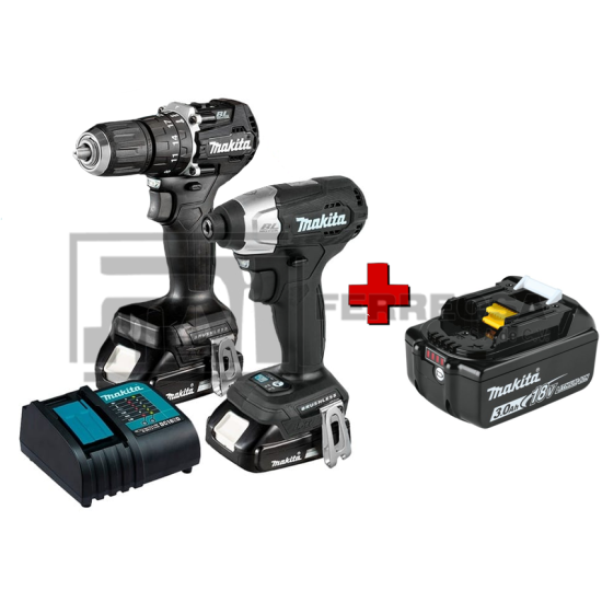 COMBO ROTOMARTILLO ATORNILLADOR DHP487Z Y ATORNILLADOR DE IMPACTO DTD157Z 18V 1.5AMP DLX2414X7B+BL1830B MAKITA*