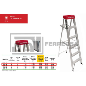 ESCALERA TIJERA 3 ESCAL 1.22M STL-4 150KG ESCALUMEX*