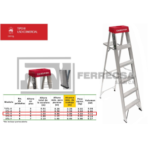 ESCALERA TIJERA 4 ESCAL 1.53M STL-5 150KG ESCALUMEX*