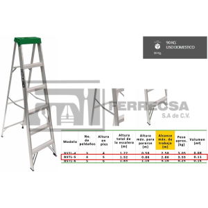 ESCALERA TIJERA USO LIJERO 4ESC 1.52M 90KG BSTL-5 ESCALUMEX*