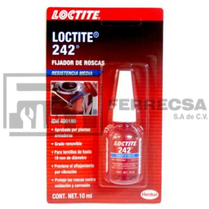 PEGAMENTO FIJA.MEDIA RESIST.AZUL 10ML 242 (10)490180 LOCTITE